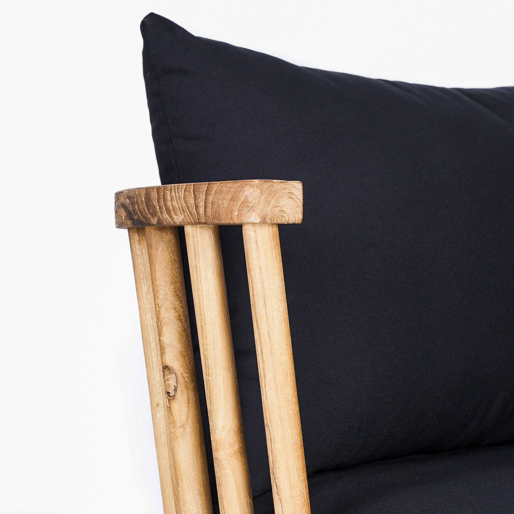 MALAWI ONE-SEATER SOFA CHAIR | BLACK | RECLAIMED TEAK | IN-OUTDOORS - Green Design Gallery