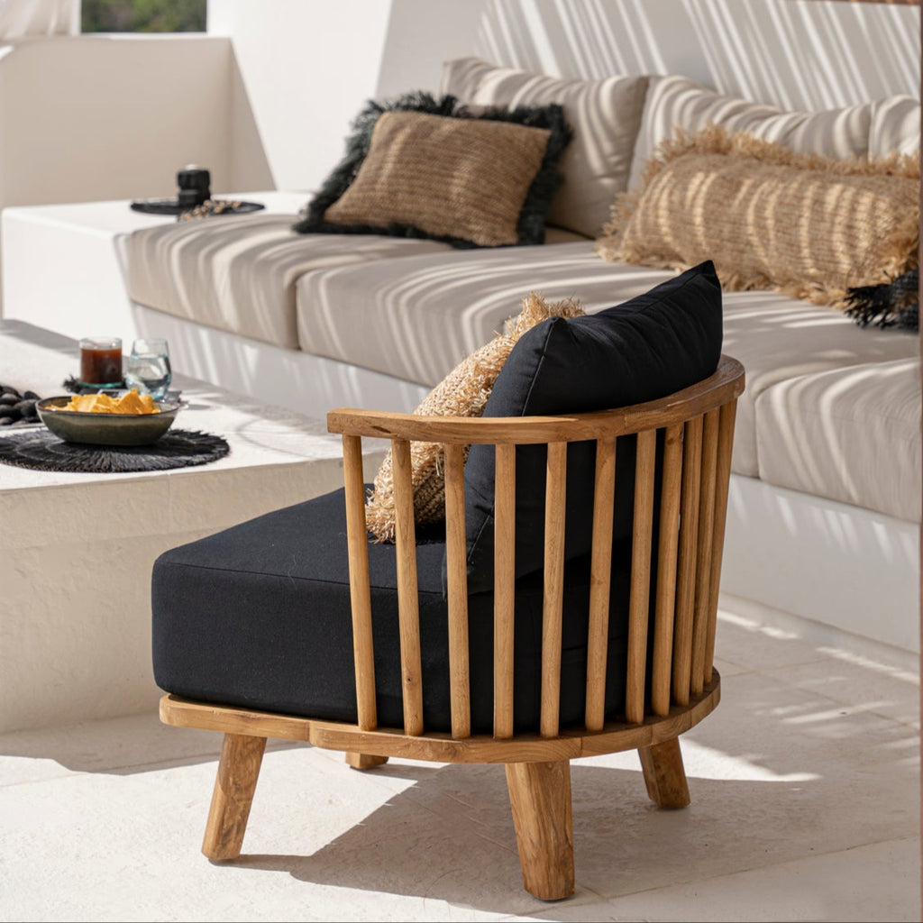 MALAWI ONE-SEATER SOFA CHAIR | BLACK | RECLAIMED TEAK | IN-OUTDOORS - Green Design Gallery