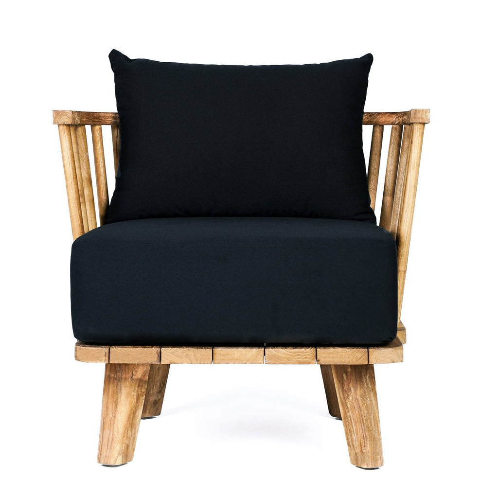 MALAWI ONE-SEATER SOFA CHAIR | BLACK | RECLAIMED TEAK | IN-OUTDOORS - Green Design Gallery