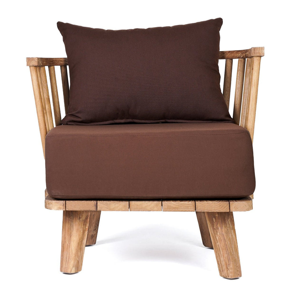 MALAWI ONE-SEATER SOFA CHAIR | CHOCOLATE | RECLAIMED TEAK | IN-OUTDOORS - Green Design Gallery