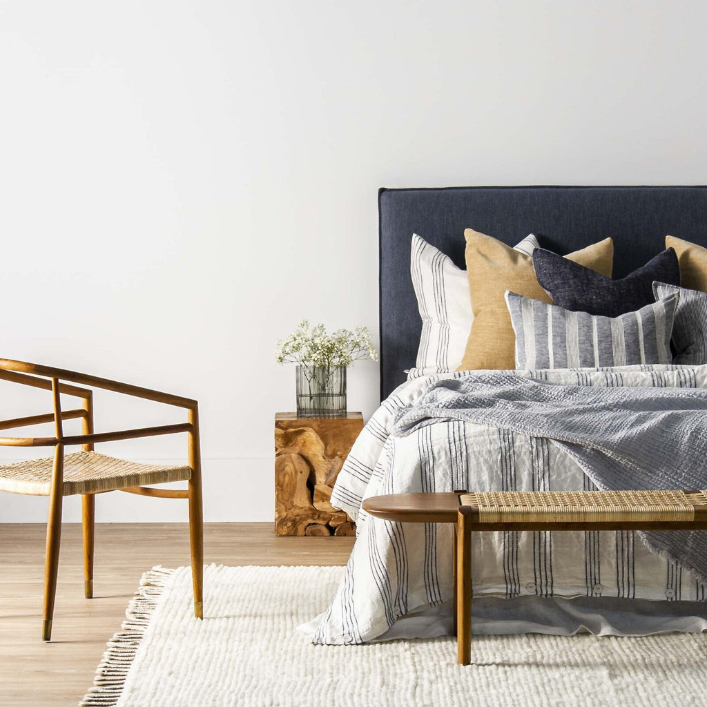 MALIBU BENCH | NATURAL TEAK + RATTAN - Green Design Gallery