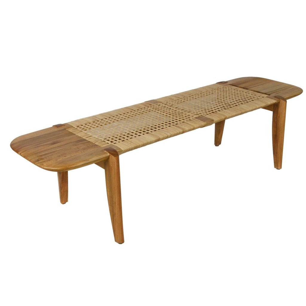 MALIBU BENCH | NATURAL TEAK + RATTAN - Green Design Gallery