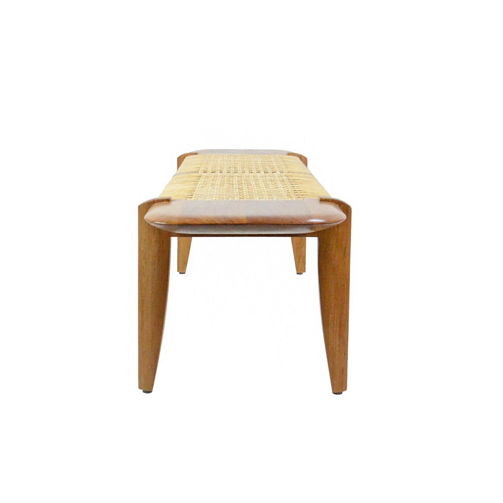 MALIBU BENCH | NATURAL TEAK + RATTAN - Green Design Gallery