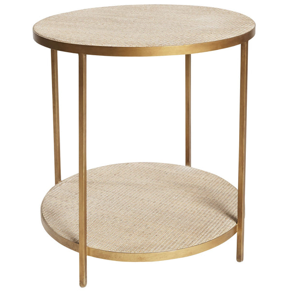 MANHATTAN RATTAN ROUND SIDE TABLE | GOLD - Green Design Gallery