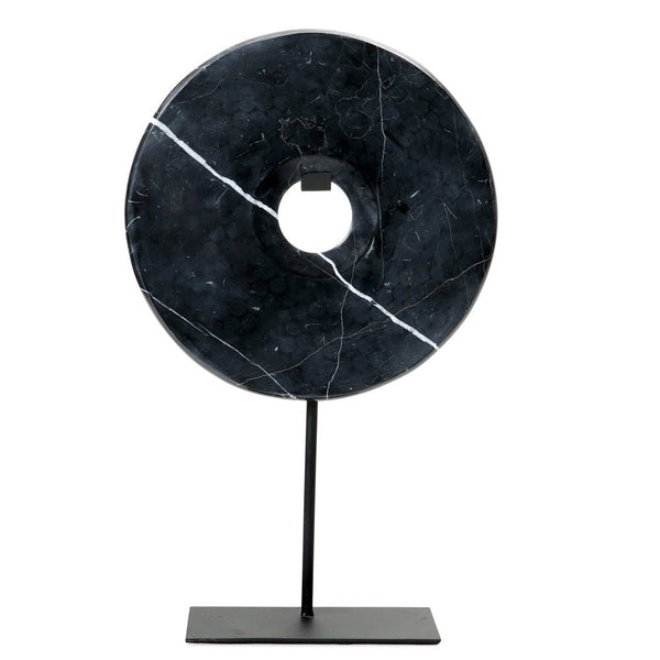 MARBLE DISC ON STAND | LARGE | BLACK - Green Design Gallery