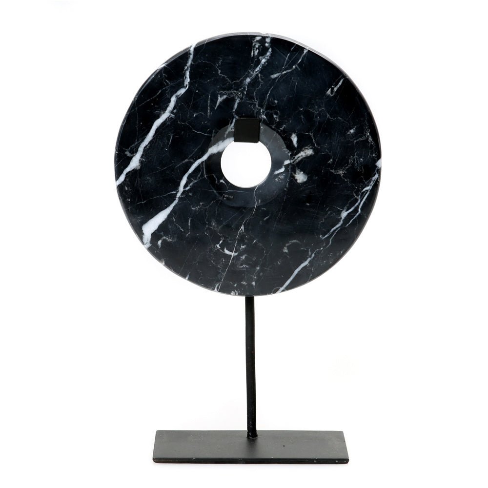 MARBLE DISC ON STAND | LARGE | BLACK - Green Design Gallery