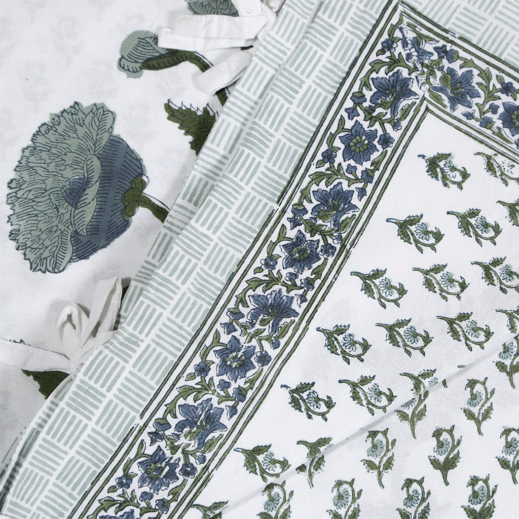 MARIGOLD DUVET SET | SKY BLUE + FERN GREEN - Green Design Gallery