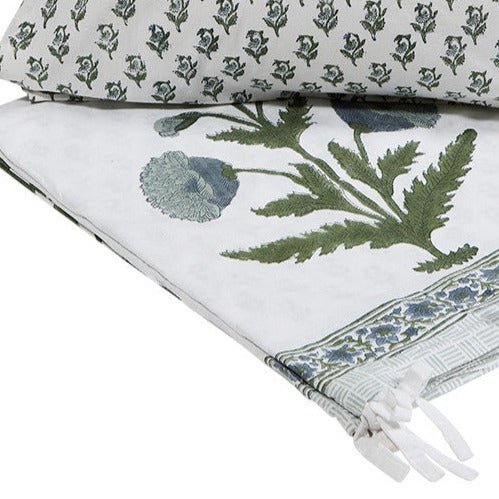 MARIGOLD DUVET SET | SKY BLUE + FERN GREEN - Green Design Gallery
