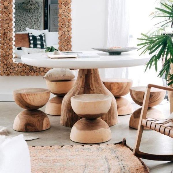 MELE SIDE TABLE + STOOL | NATURAL - Green Design Gallery