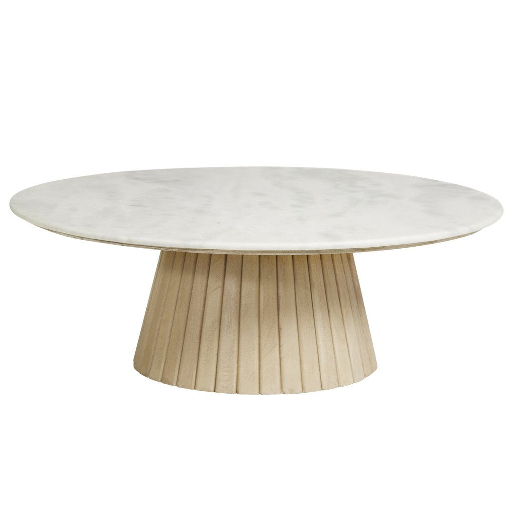 MELROSE COFFEE TABLE | ACACIA BASE + MARBLE TOP - Green Design Gallery