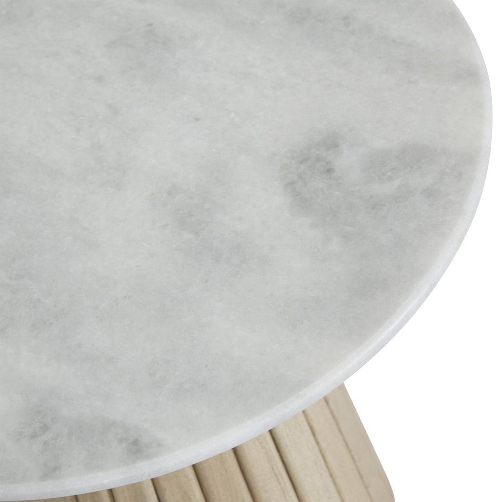 MELROSE SIDE TABLE | ACACIA BASE + MARBLE TOP - Green Design Gallery