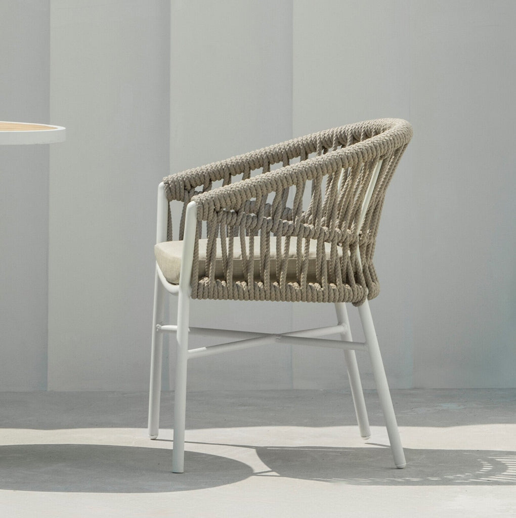 MILA ARMCHAIR | WHITE + TAUPE - Green Design Gallery