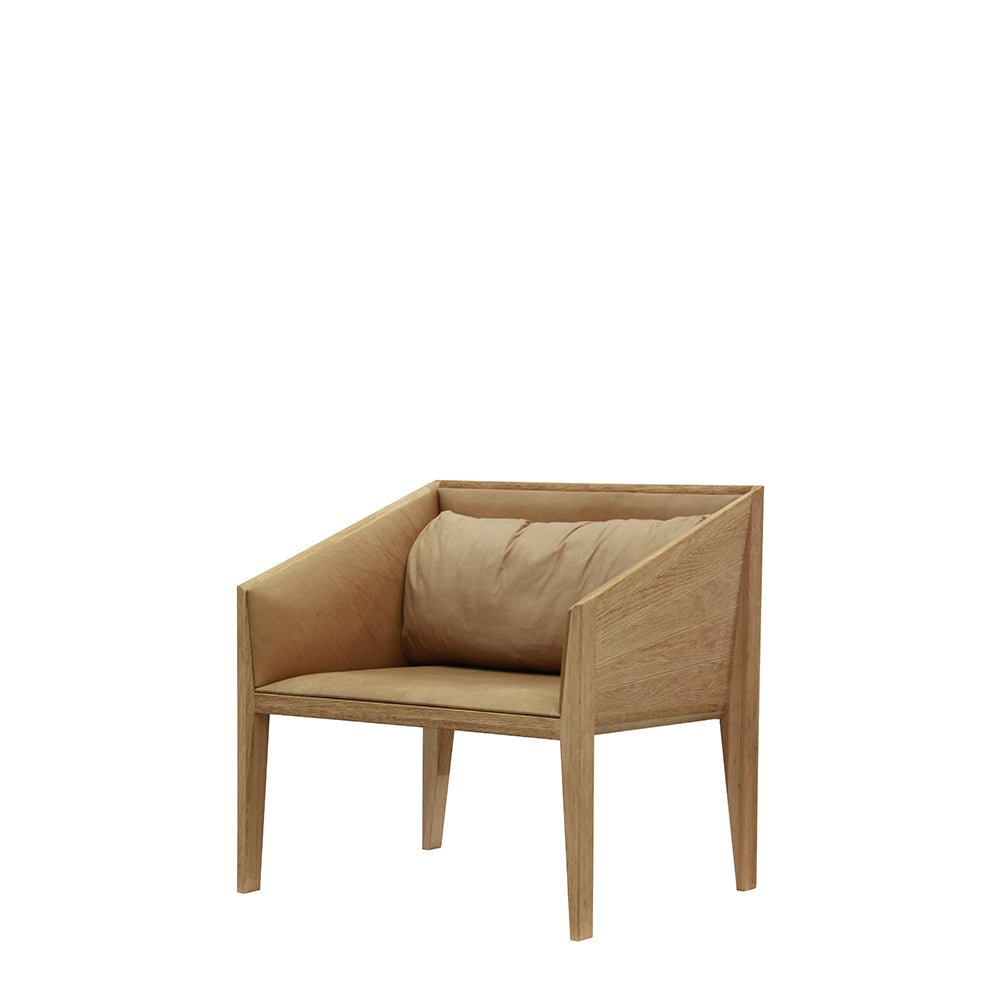 MURAKAMI LEATHER LOUNGE CHAIR / NATURAL - Green Design Gallery