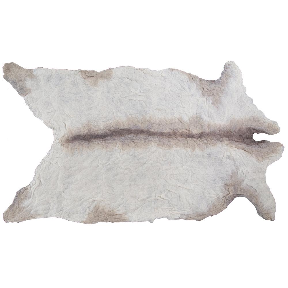 Natural 100% Organic Pure Wool Cow Rug / Beige + White (LEATHER FREE) - Green Design Gallery