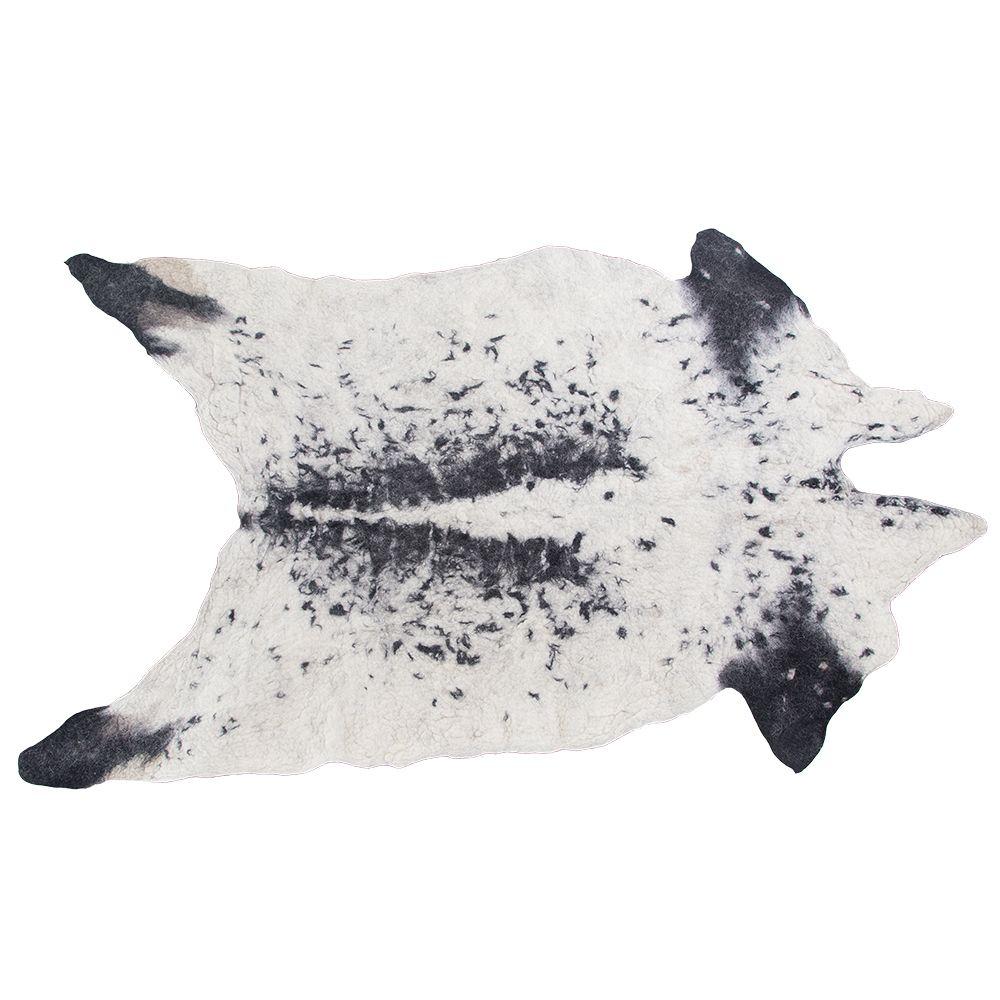 Natural 100% Organic Pure Wool Cow Rug / Black + White (LEATHER FREE) - Green Design Gallery