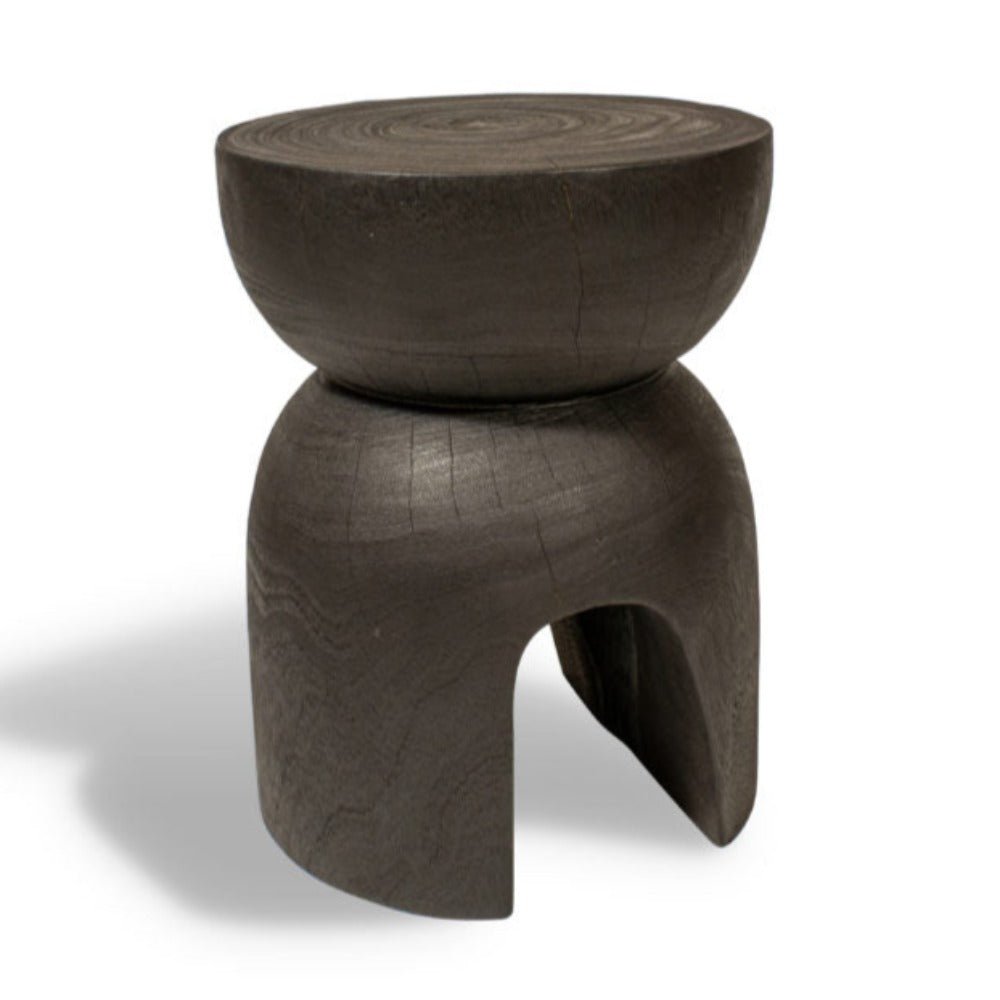NEO SIDE TABLE + STOOL | CHARRED ACACIA - Green Design Gallery