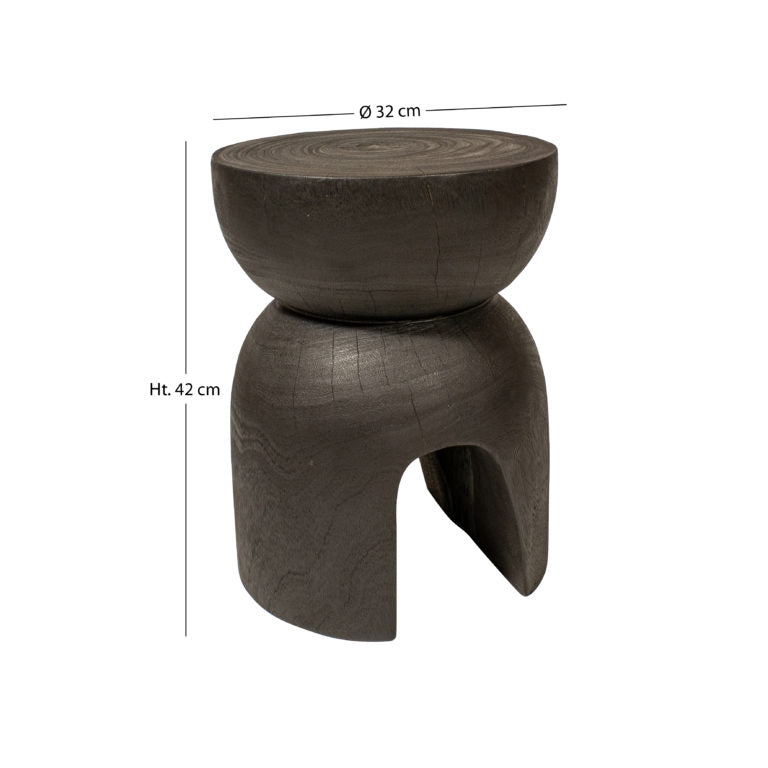 NEO SIDE TABLE + STOOL | CHARRED ACACIA - Green Design Gallery