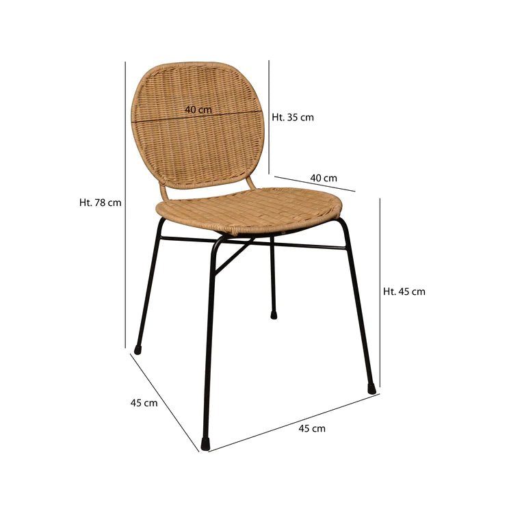 NINA DINING CHAIR | RATTAN | STACKABLE | SET OF 2 - Green Design Gallery