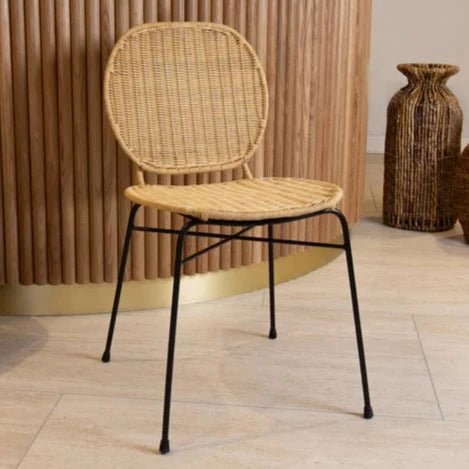 NINA DINING CHAIR | RATTAN | STACKABLE | SET OF 2 - Green Design Gallery