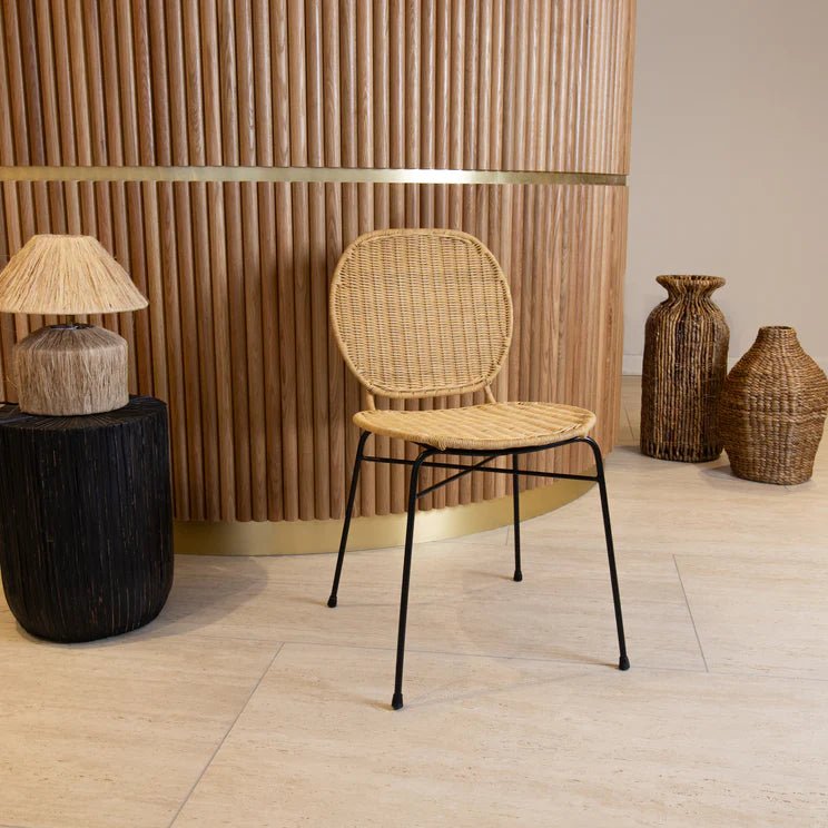 NINA DINING CHAIR | RATTAN | STACKABLE | SET OF 2 - Green Design Gallery