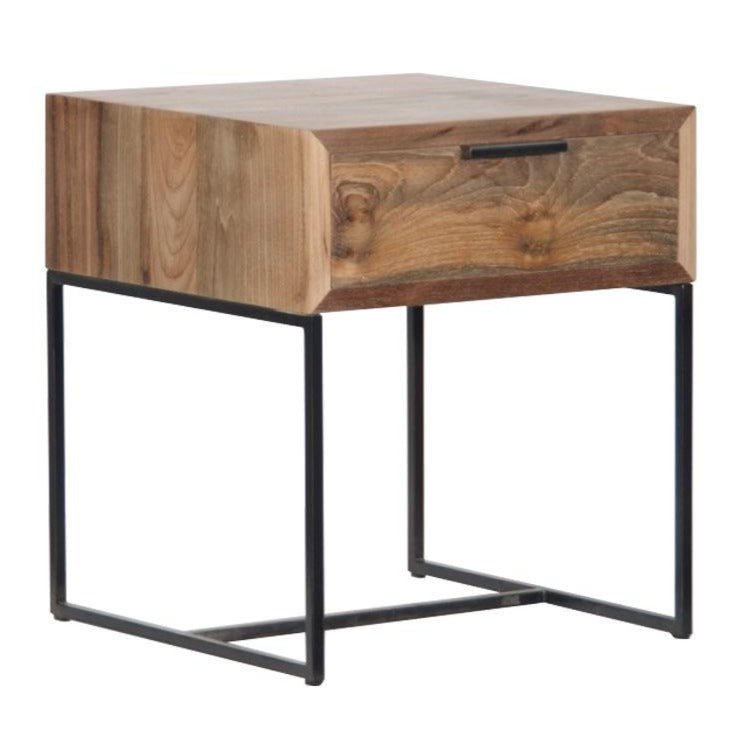 NOAH (BED)SIDE TABLE | NATURAL RECLAIMED TEAK + BLACK - Green Design Gallery