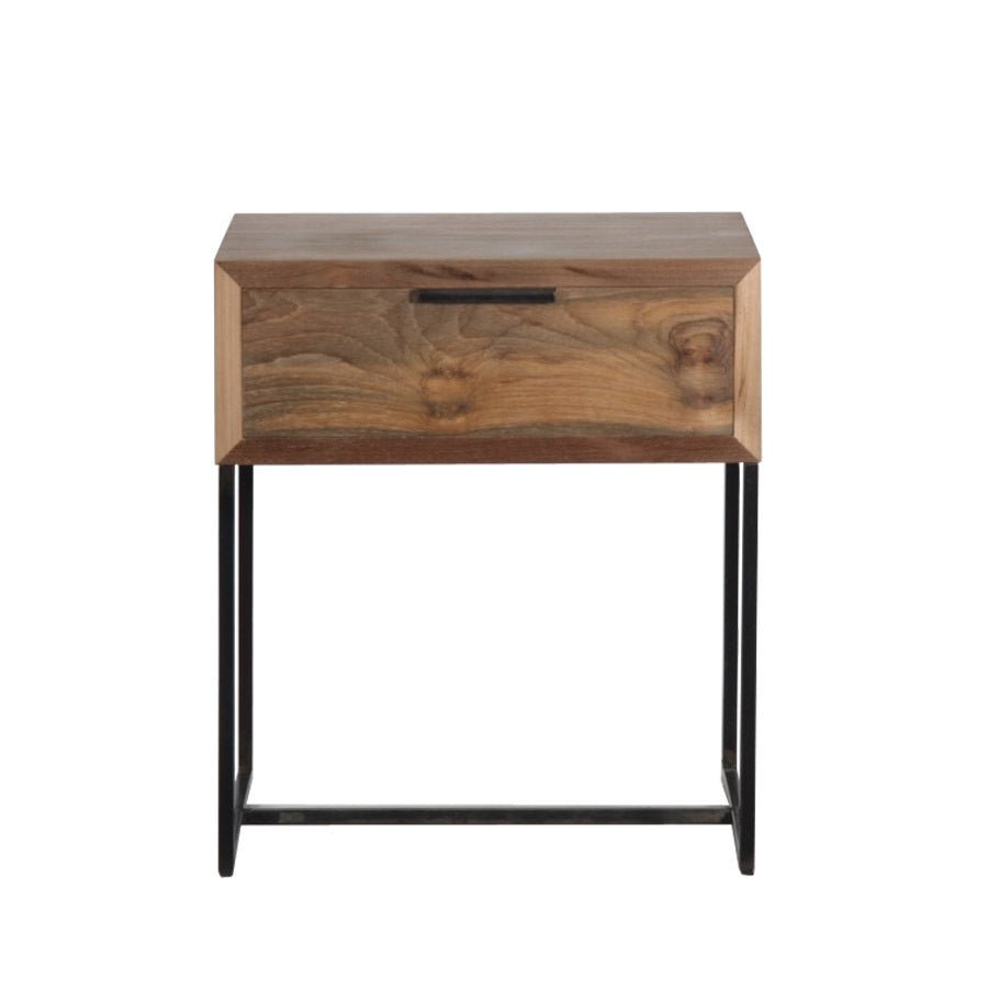 NOAH (BED)SIDE TABLE | NATURAL RECLAIMED TEAK + BLACK - Green Design Gallery