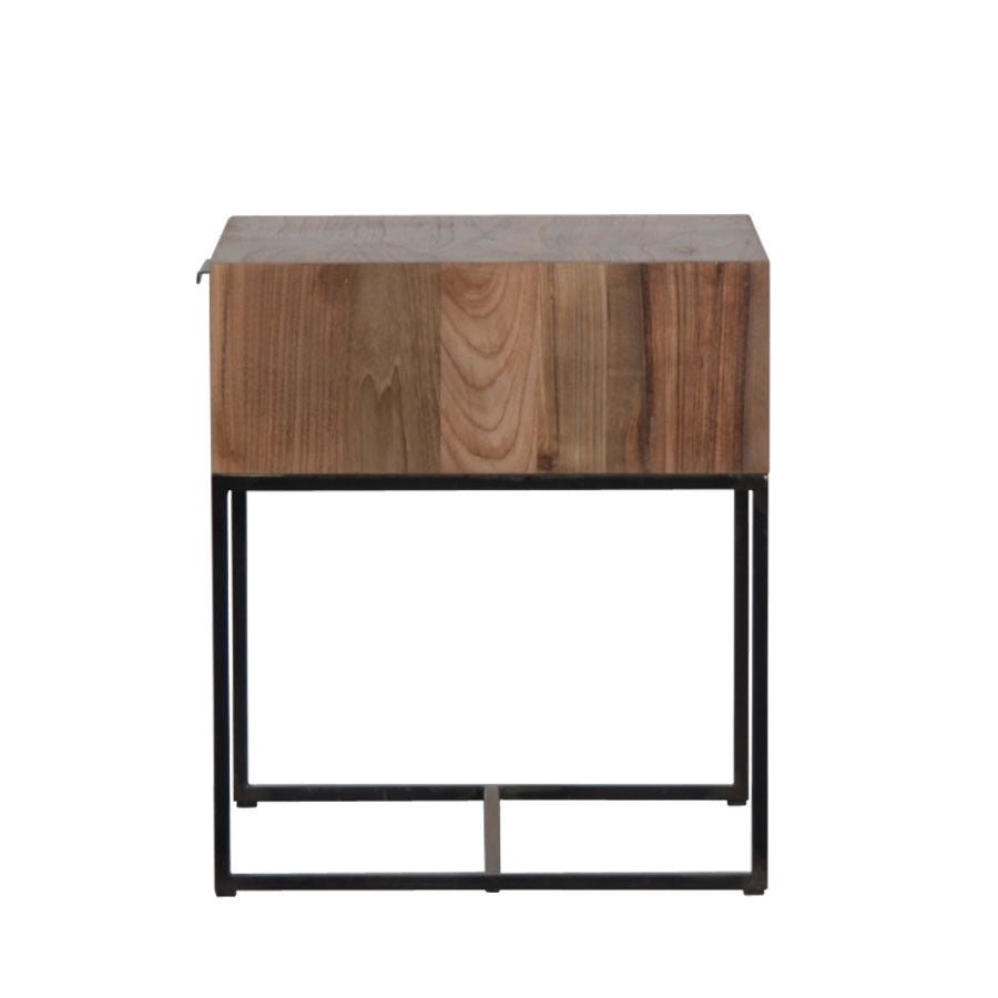 NOAH (BED)SIDE TABLE | NATURAL RECLAIMED TEAK + BLACK - Green Design Gallery