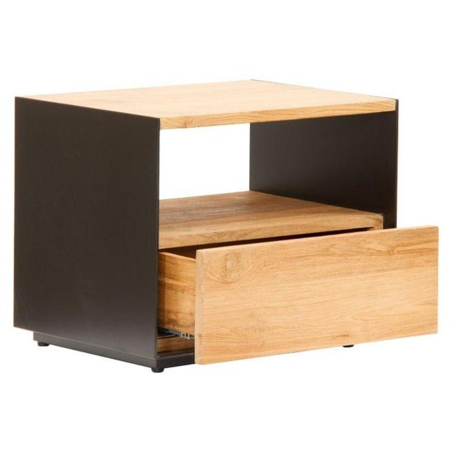 NOAH GEOX (BED)SIDE TABLE | TEAK + METAL - Green Design Gallery