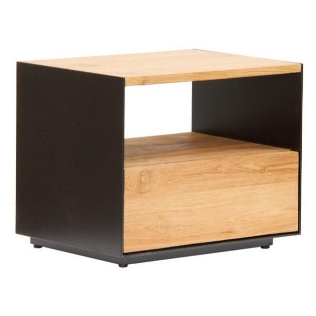 NOAH GEOX (BED)SIDE TABLE | TEAK + METAL - Green Design Gallery