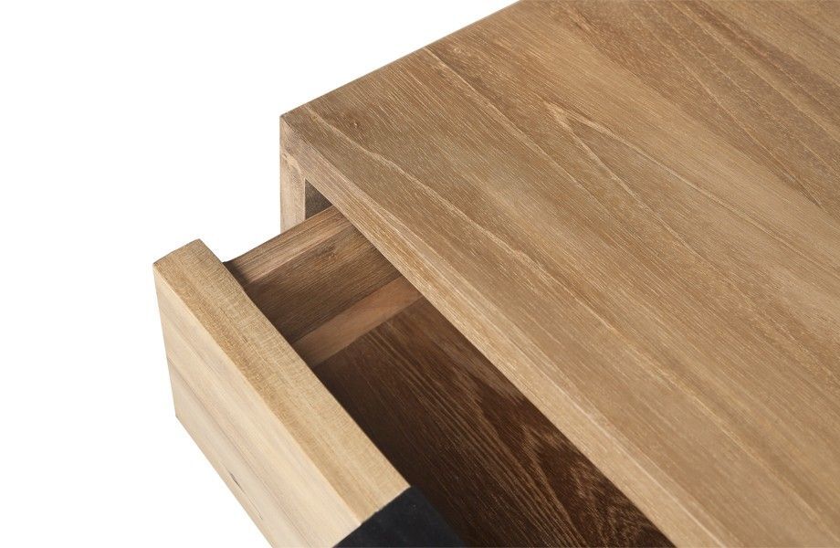 NOAH LARGE (BED)SIDE TABLE / RECYCLED TEAK + BLACK FRAME - Green Design Gallery