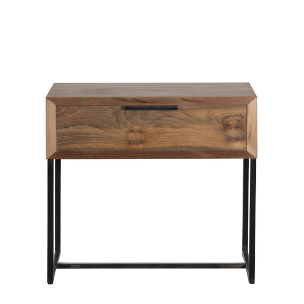 NOAH LARGE (BED)SIDE TABLE / RECYCLED TEAK + BLACK FRAME - Green Design Gallery