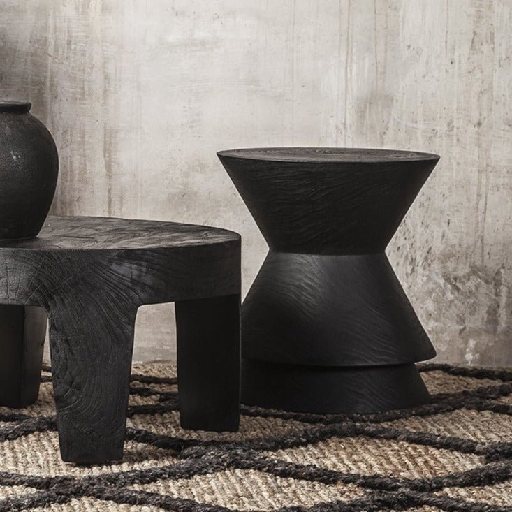 NOAH SIDE TABLE + STOOL | CHARCOAL - Green Design Gallery