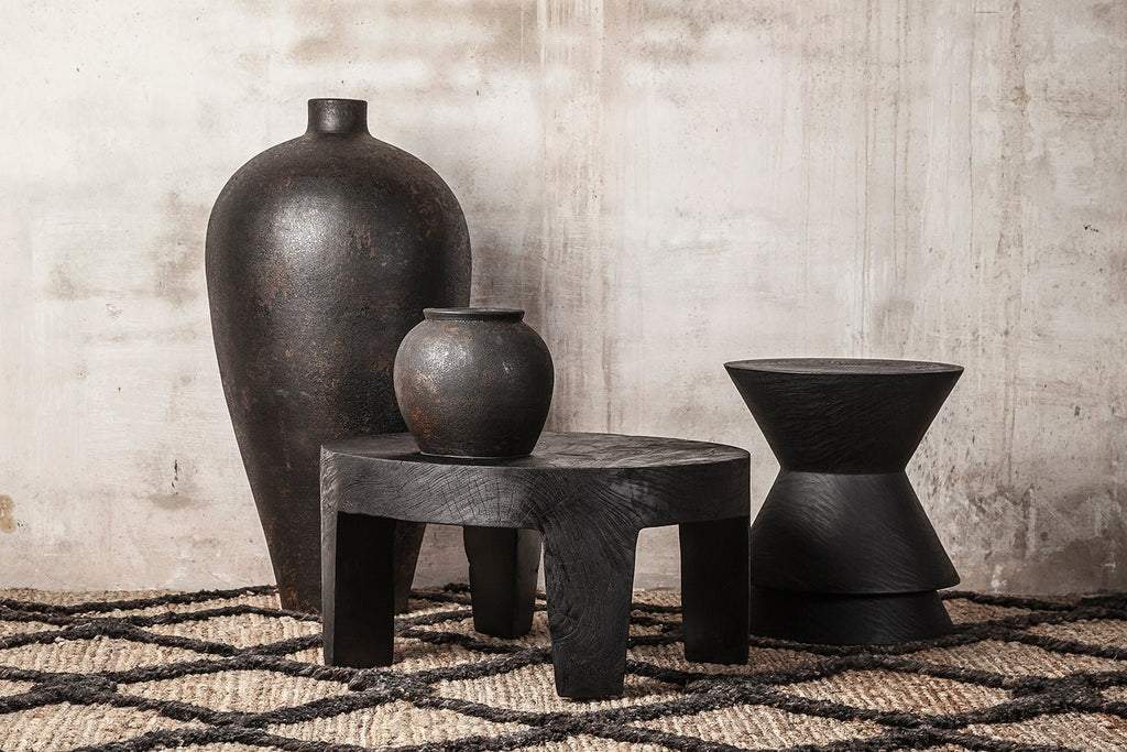 NOAH SIDE TABLE + STOOL | CHARCOAL - Green Design Gallery