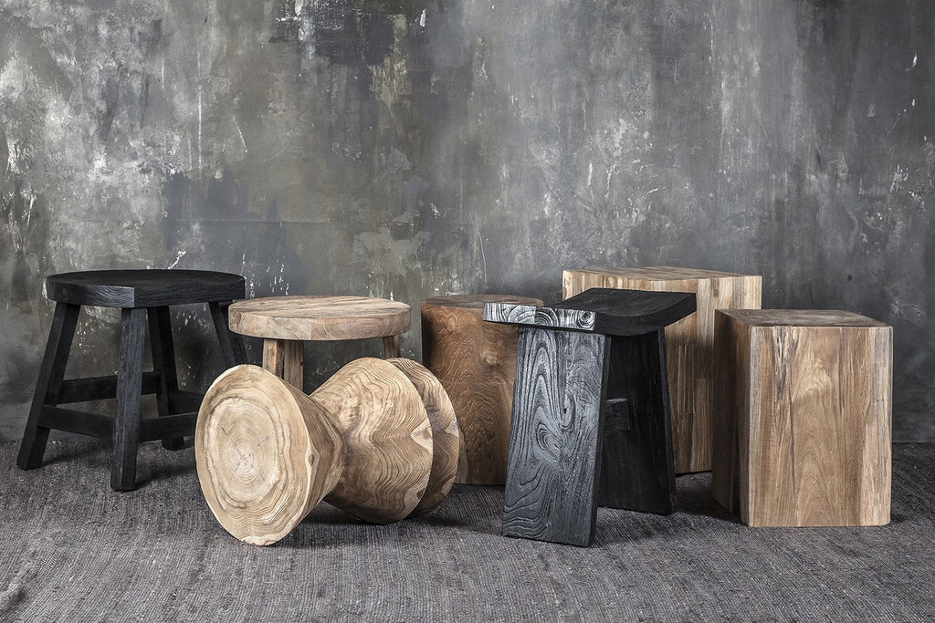 NOAH SIDE TABLE + STOOL | CHARCOAL - Green Design Gallery