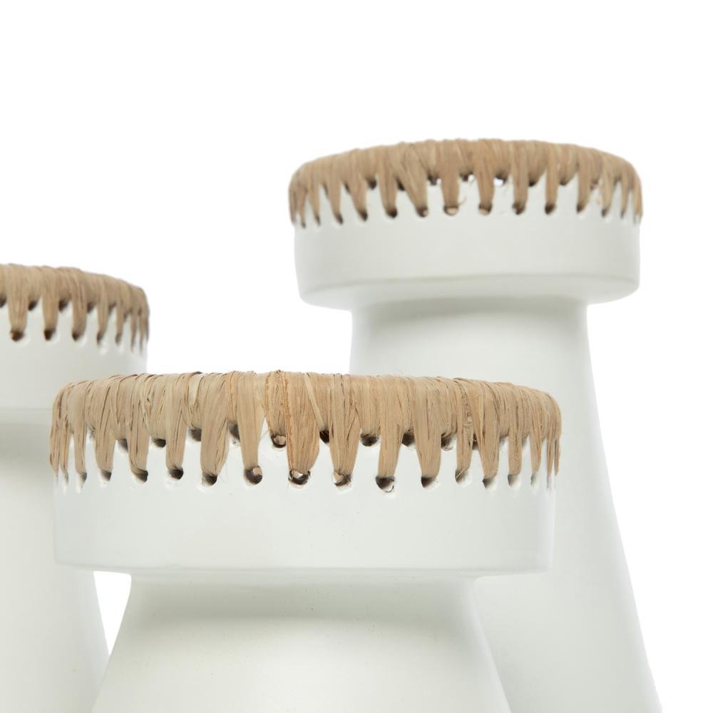 NOMAD CANDLE HOLDER | WHITE + NATURAL | 3 SIZES - Green Design Gallery