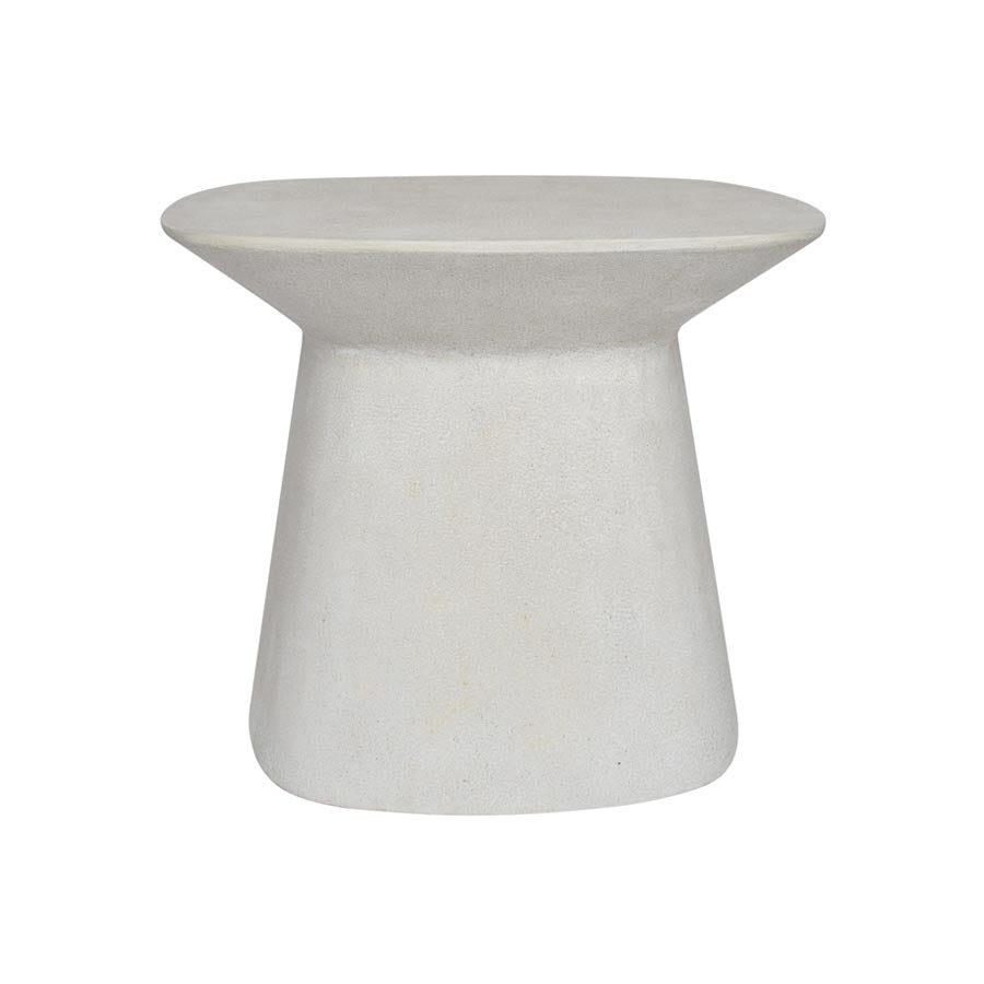 NORFOLK STONE SIDE TABLE + STOOL / WHITE (INDOOR-OUTDOOR) - Green Design Gallery