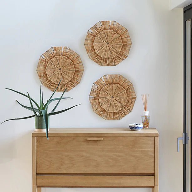 NYA RAFFIA WALL DECOR | NATURAL | SET OF 3 - Green Design Gallery