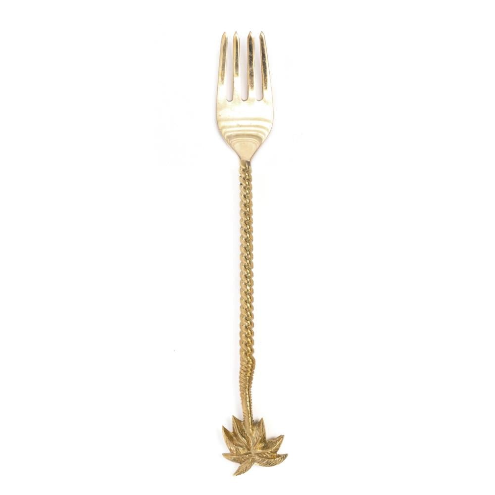 PALM TREE FORK | GOLD BRASS | SET OF 6 - Green Design Gallery