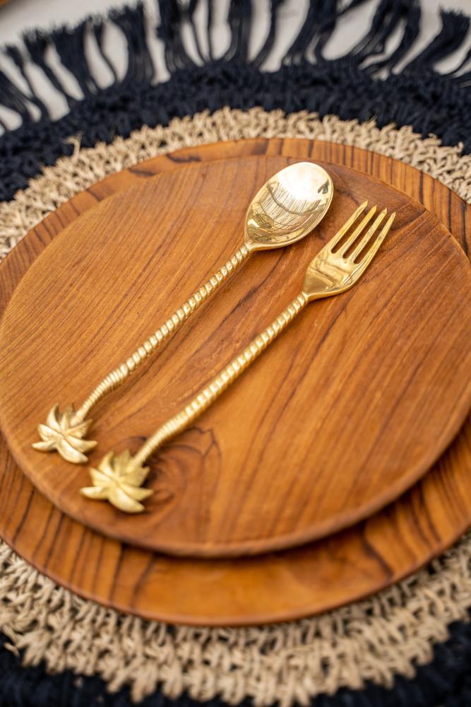 PALM TREE FORK | GOLD BRASS | SET OF 6 - Green Design Gallery