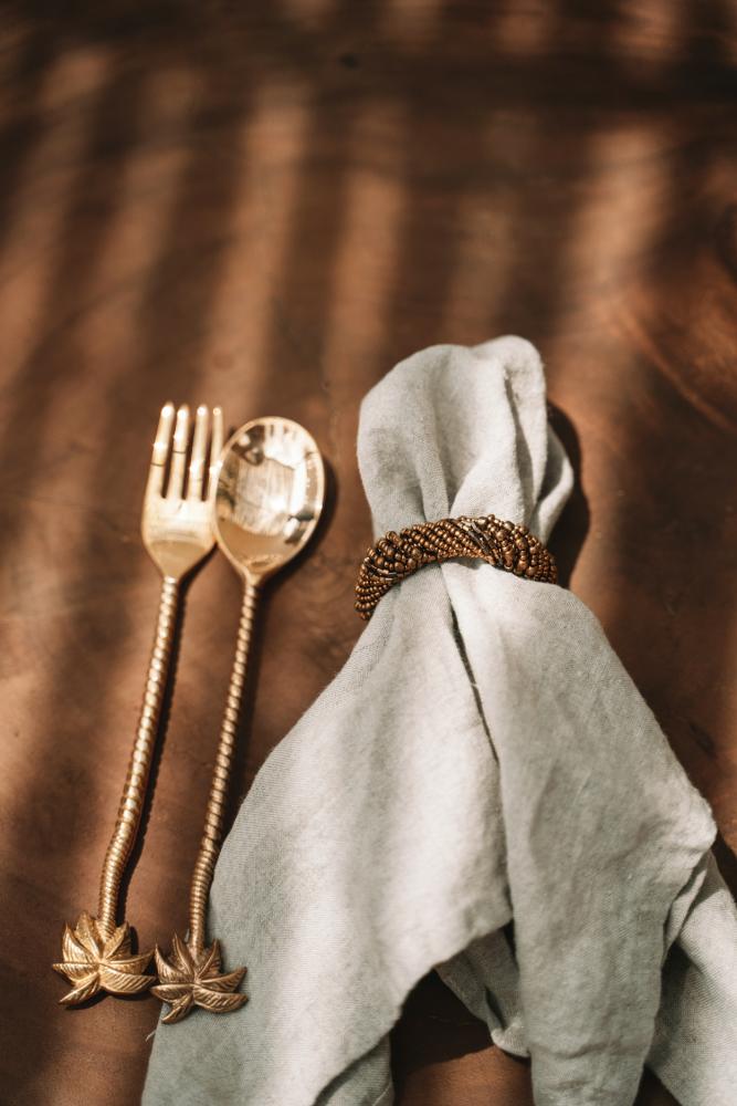 PALM TREE SALAD FORK | GOLD BRASS | SET OF 3 - Green Design Gallery