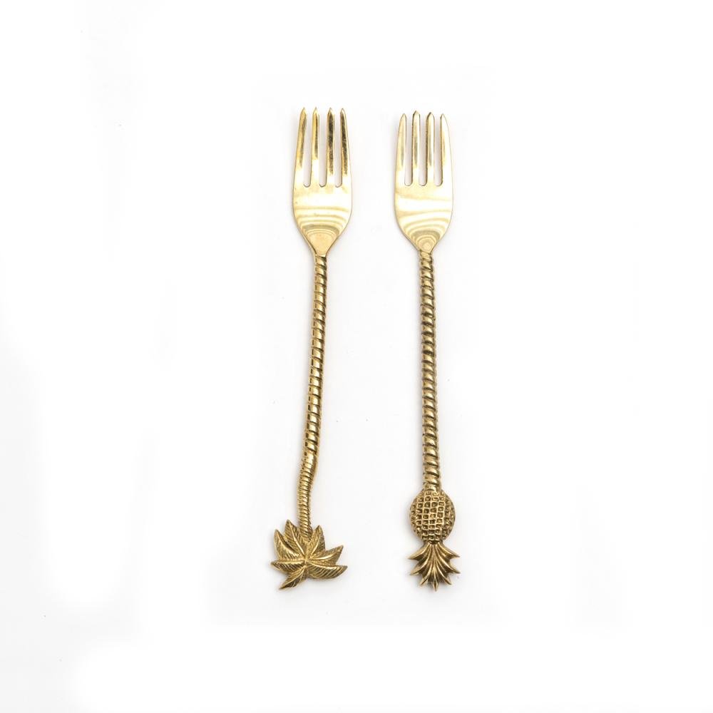 PALM TREE SPOON | GOLD BRASS | SET OF 6 - Green Design Gallery