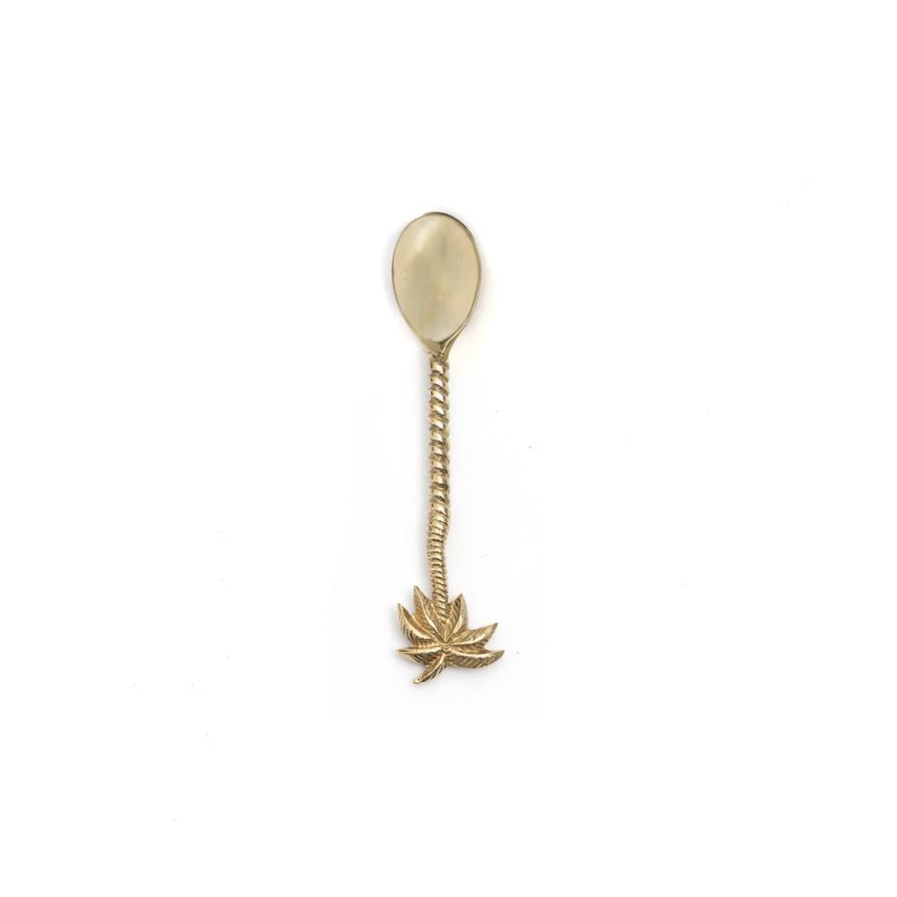 PALM TREE TEA SPOON | GOLD BRASS | SET OF 6 - Green Design Gallery