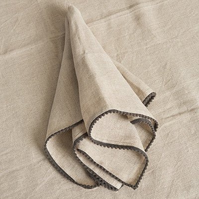 PATINA LINEN FRINGE TABLECLOTH / NATURAL - Green Design Gallery