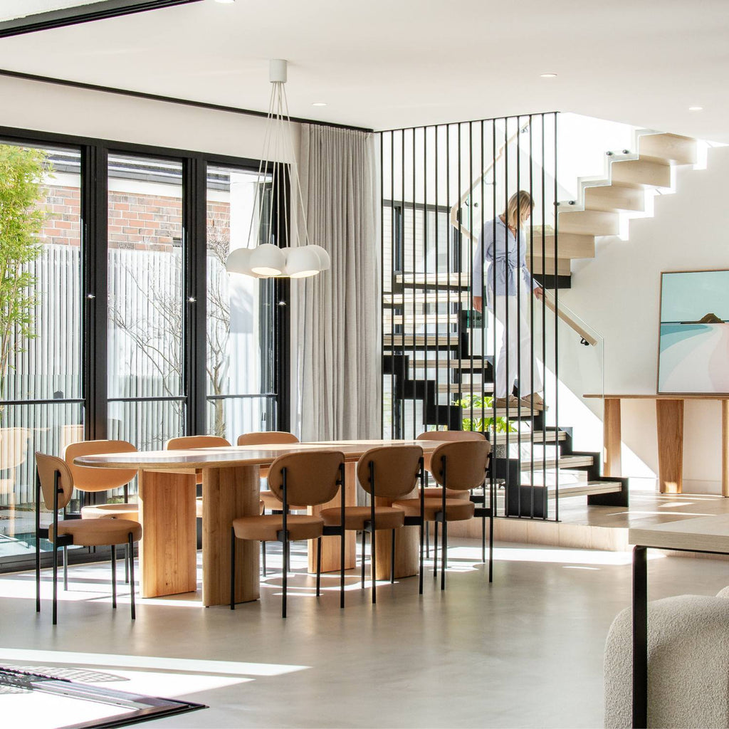 PATRICE DINING CHAIR | STACKABLE | CAMEL VG SEAT + EARTH BACK - Green Design Gallery