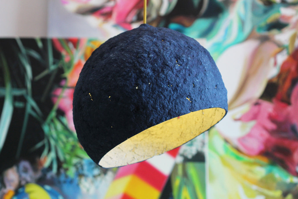 PLUTO PENDANT LAMP | PAPIER MACHÉ | 2 COLOR CHOICES - Green Design Gallery