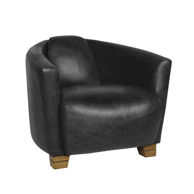 POROK COWHIDE LEATHER ARMCHAIR | BLACK - Green Design Gallery