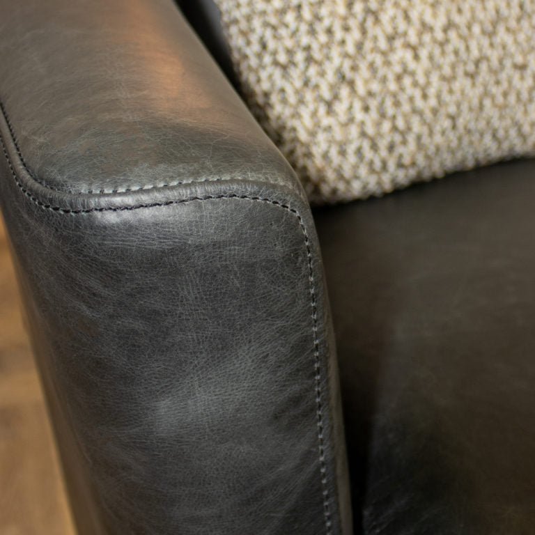 POROK COWHIDE LEATHER ARMCHAIR | BLACK - Green Design Gallery