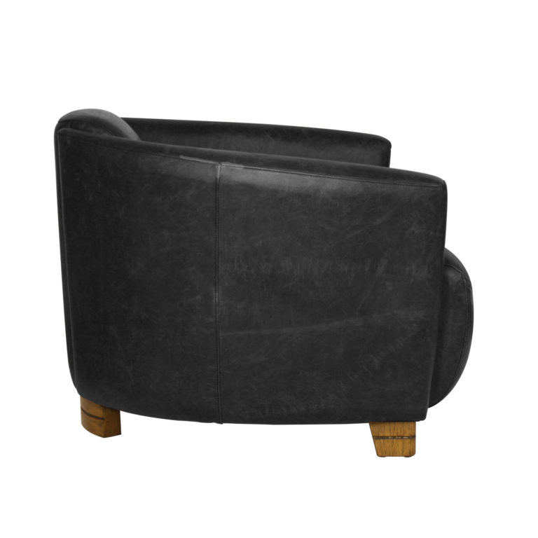 POROK COWHIDE LEATHER ARMCHAIR | BLACK - Green Design Gallery