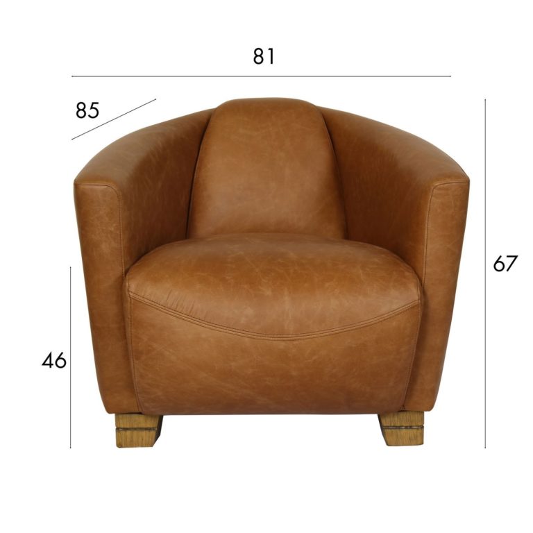 POROK COWHIDE LEATHER ARMCHAIR | HAZELNUT - Green Design Gallery