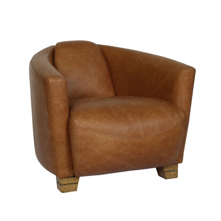 POROK COWHIDE LEATHER ARMCHAIR | HAZELNUT - Green Design Gallery